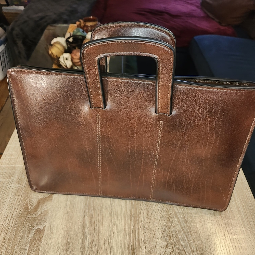 Vintage Classic Brown Leather Men's Briefcase - Picture 2 of 2